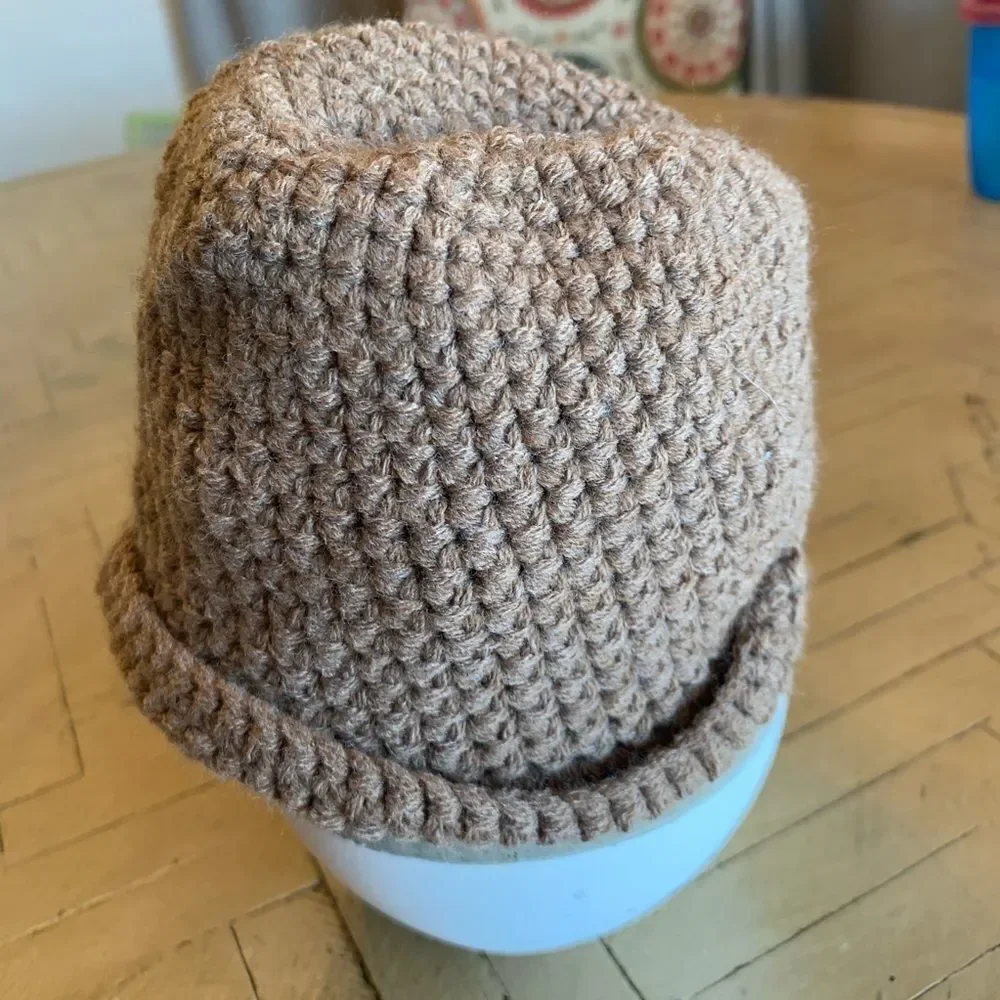Mud Pie Knit Infant Fedora Hat Light Brown Taupe Boho Boutique Soft NWOT